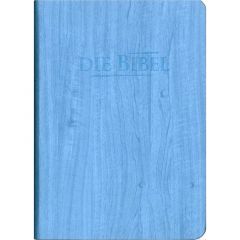 Die Heilige Schrift - Taschenbibel blau, Holzoptik