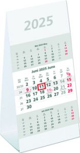 3-Monats-Aufstellkalender 2025 - 10,5x14,5 cm - 3 Monate auf 1 Seite - mit Kopftafel und Datumsschieber - Mehrmonatskalender - 980-0000  4006928026258