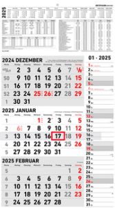 3-Monatskalender Kombi 2025 - Büro-Kalender 33x45 cm (geöffnet) mit Datumsschieber - Zettler - 957-0011  4006928026128
