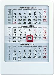 3-Monats-Tischaufsteller 2025 weiß - Tisch-Kalender 12x16 cm - Büro-Kalender - mit Datumsschieber - Zettler  4006928026319