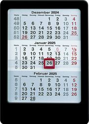 3-Monats-Tischaufsteller 2025 schwarz - Tisch-Kalender 12x16 cm - Büro-Kalender - mit Datumsschieber - Zettler  4006928026326