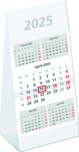 5-Monats-Aufstellkalender 2025 - 10,5x14,5 cm - 5 Monate auf 1 Seite - mit Kopftafel und Datumsschieber - Mehrmonatskalender - 982-0000  4006928026272