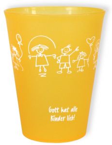 Trinkbecher 'Gott hat alle Kinder lieb' - gelb