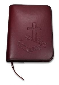 Bibelhülle "Bibel/Kreuz/Strahlen" Taschenbibel - weinrot