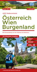 ADFC-Radtourenkarte ÖS2 Österreich Wien Burgenland 1:150:000, reiß- und wetterfest, E-Bike geeignet, GPS-Tracks Download, mit Bett+Bike Symbolen, mit Kilometer-Angaben Allgemeiner Deutscher Fahrrad-Club e V (ADFC)/BVA BikeMedia GmbH 9783969902073