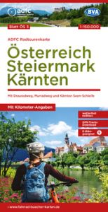 ADFC-Radtourenkarte ÖS3 Österreich Steiermark Kärnten 1:150:000, reiß- und wetterfest, E-Bike geeignet, GPS-Tracks Download, mit Bett+Bike Symbolen, mit Kilometer-Angaben Allgemeiner Deutscher Fahrrad-Club e V (ADFC)/BVA BikeMedia GmbH 9783969902080