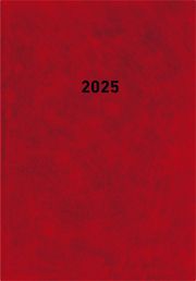 Buchkalender rot 2025 - Bürokalender 14,5x21 cm - 1 Tag auf 1 Seite - wattierter Kunststoffeinband - Stundeneinteilung 7 - 19 Uhr - 876-0011  4006928025190