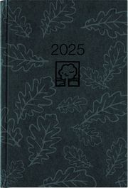 Buchkalender schwarz 2025 - Bürokalender 14,5x21 cm - 1 Tag auf 1 Seite - Kartoneinband, Recyclingpapier - Stundeneinteilung 7 - 19 Uhr - 876-0721  4006928025275