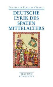 Deutsche Lyrik des späten Mittelalters Burghart Wachinger 9783618680437