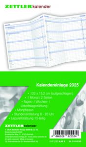 Kalender-Ersatzeinlage 2025 - für den Taschenplaner Leporello Typ 510 - 8,8 x 15,2 cm - 1 Monat auf 2 Seiten - separates Adressheft - 501-6198  4006928025534