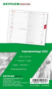 Kalender-Ersatzeinlage 2025 - für den Taschenplaner Typ 540 - 8,8x15,2 cm - 1 Woche auf 1 Seiten - separates Adressheft - faltbar - Notizheft - 520-6198  4006928025718