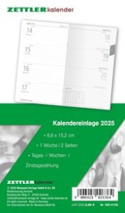 Kalender-Ersatzeinlage 2025 - für den Taschenplaner Typ 560 - 8,8x15,2 cm - 1 Woche auf 2 Seiten - separates Adressheft - Notizheft - 520-6198  4006928026364