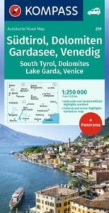 KOMPASS Autokarte Südtirol, Dolomiten, Gardasee, Venedig 1:250.000  9783990448892