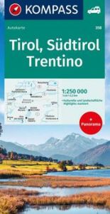 KOMPASS Autokarte Tirol, Südtirol, Trentino/Tirolo, Alto Adige, Trentino 1:250.000  9783991540236