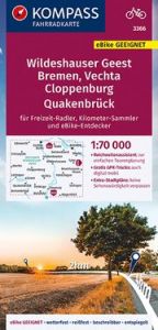 KOMPASS Fahrradkarte 3366 Wildeshauser Geest Bremen Vechta Cloppenburg Quakenbrück mit Knotenpunkten 1:70.000  9783991211730