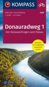 KOMPASS Fahrrad-Tourenkarte Donauradweg 1, von Donaueschingen nach Passau 1:50.000  9783991216209