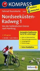 KOMPASS Fahrrad-Tourenkarte Nordseeküstenradweg 1, von der holländischen Grenze nach Hamburg, 1:50.000  9783850268134