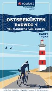 KOMPASS Fahrrad-Tourenkarte Ostseeküstenradweg 1, von Flensburg nach Lübeck 1:50.000  9783991542308