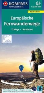 KOMPASS Fernwegekarte Fernwanderwege Europa, Long-Distance-Paths Europe 1:4 Mio.  9783990448175