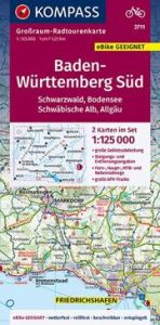 KOMPASS Großraum-Radtourenkarte 3711 Baden-Württemberg Süd, Schwarzwald, Bodensee, Schwäbische Alb, Allgäu 1:125.000  9783991215363