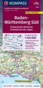 KOMPASS Großraum-Radtourenkarte 3711 Baden-Württemberg Süd, Schwarzwald, Bodensee, Schwäbische Alb, Allgäu 1:125.000  9783991217411