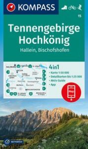 KOMPASS Wanderkarte 15 Tennengebirge, Hochkönig, Hallein, Bischofshofen 1:50.000  9783991540649