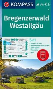 KOMPASS Wanderkarte 2 Bregenzerwald, Westallgäu 1:50.000  9783991217824