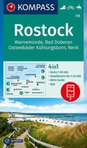 KOMPASS Wanderkarte 735 Rostock, Warnemünde, Bad Doberan, Ostseebäder Kühlungsborn, Rerik 1:50.000  9783990447383