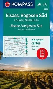 KOMPASS Wanderkarten-Set 2222 Elsass, Vogesen Süd, Alsace, Vosges du Sud, Colmar, Mülhausen, Mulhouse (2 Karten) 1:50.000  9783991219941