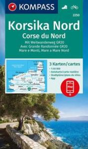 KOMPASS Wanderkarten-Set 2250 Korsika Nord, Corse du Nord, Weitwanderweg GR20 (3 Karten) 1:50.000  9783990449530