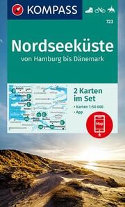 KOMPASS Wanderkarten-Set 723 Nordseeküste von Hamburg bis Dänemark (2 Karten) 1:50.000  9783990443194