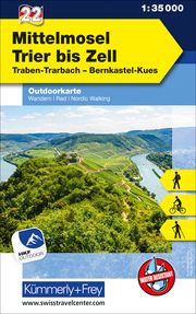 Mittelmosel - Trier bis Zell Traben - Trarbach - Bernkastel-Kues, Nr. 22 Outdoorkarte Deutschland 1:35 000 Hallwag Kümmerly+Frey AG 9783259025697