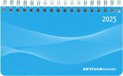 Querkalender Mini PP-Einband blau 2025 - Tisch-Kalender - Büro-Planer 15,6x9 cm - 1 Woche 2 Seiten - Ringbindung - Zettler  4006928025893
