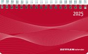 Querkalender Mini PP-Einband rot 2025 - Büro-Planer 15,6x9 cm - 1 Woche 2 Seiten - Ringbindung - Zettler  4006928025886