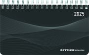 Querkalender Mini PP-Einband schwarz 2025 - Büro-Planer 15,6x9 cm - Tisch-Kalender - 1 Woche 2 Seiten - Ringbindung - Zettler  4006928025879
