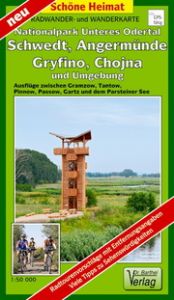 Radwander- und Wanderkarte Nationalpark Unteres Odertal, Schwedt, Angermünde, Gryfino, Chojna und Umgebung Verlag Dr Barthel 9783895912467