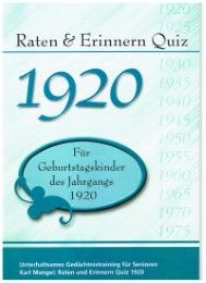 Raten & Erinnern Quiz 1920 Mangei, Karl 9783936778267