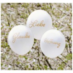 Luftballons "Glaube Liebe Hoffnung" 12er Pack