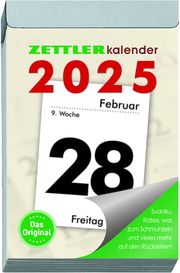 Tagesabreißkalender L 2025 - 6,6x9,9 cm - 1 Tag auf 1 Seite - mit Sudokus, Rezepten, Rätseln uvm. auf den Rückseiten - Bürokalender 304-0000  4006928024742