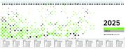 Tischquer-Kalender 2025 36,2x13,6 - 1W/2S grün/weißes Papier - verlängerte Rückwand - grün - Bürokalender 36,2x13,6 - 1 Woche 2 Seiten - Stundeneinteilung 7-20 Uhr - 137-0013-1  4006928024667