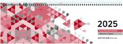 Tischquerkalender rot 2025 - 29,6x9,9 cm - 1 Woche auf 2 Seiten - Stundeneinteilung 7 - 19 Uhr - inkl. Jahresübersicht - Bürokalender - 116-0011  4006928024582