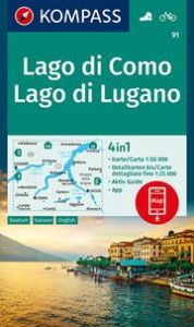 Wanderkarte 91 Lago di Como, Lago di Lugano KOMPASS-Karten GmbH 9783990445457