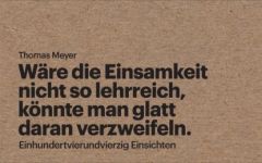 Wäre die Einsamkeit nicht so lehrreich, könnte man glatt daran verzweifeln Meyer, Thomas 9783906195346