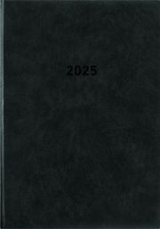 Zettler Buchkalender 2025 14,5x21 cm schwarz Bürokalender 1 Tag auf 1 Seite wattierter Kunststoffeinband Stundeneinteilung 7-19 Uhr  4006928025213